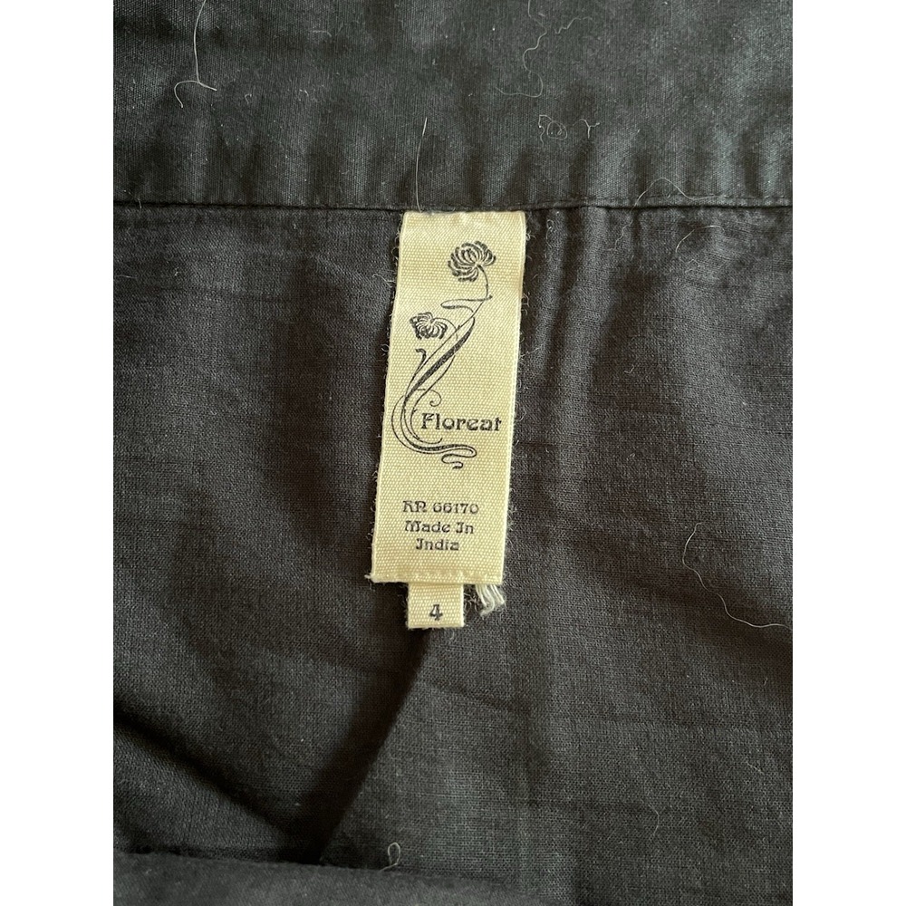 Floreat Anthropologie Green & Black Embroidered Hummingbird Skirt Size 4 A Line - Picture 8 of 8